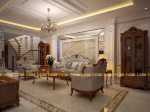 170414, Nội thất nhà phố 4.5x26m, 4 tầng tân cổ điển.