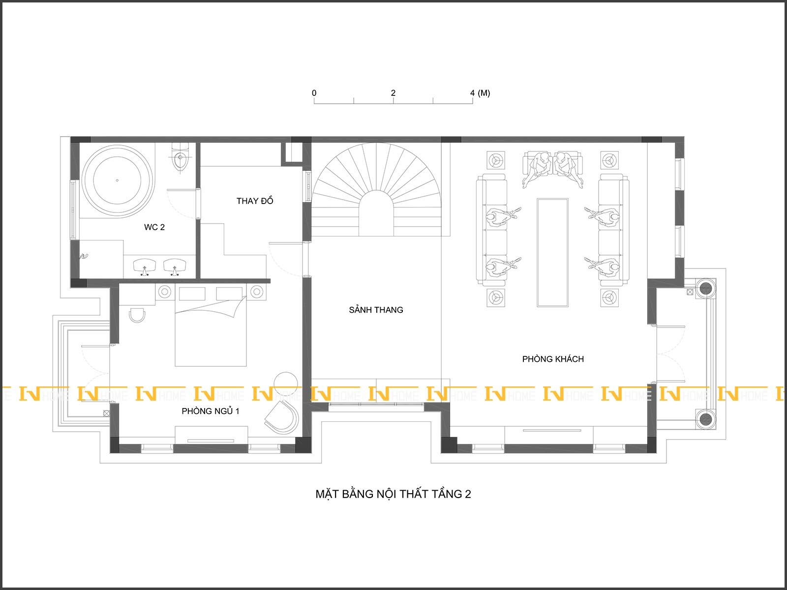 180527-1, Mặt bằng phòng khách, phòng ngủ 1 tầng 2.